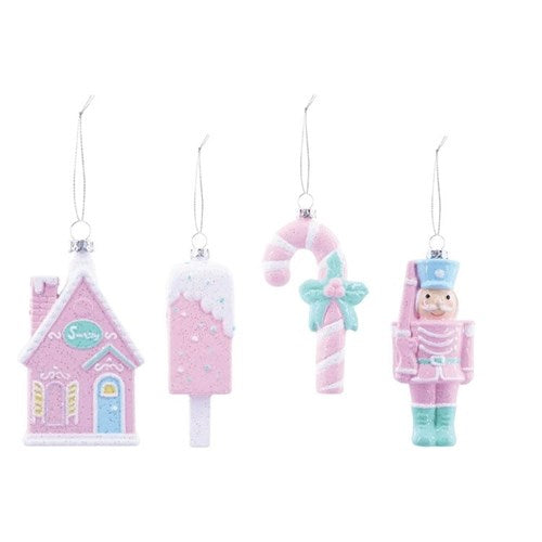 14.5cm iced pastel clay Christmas decoration assorted