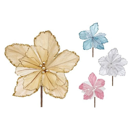 26cm pastel organza poinsettia Christmas stem assorted