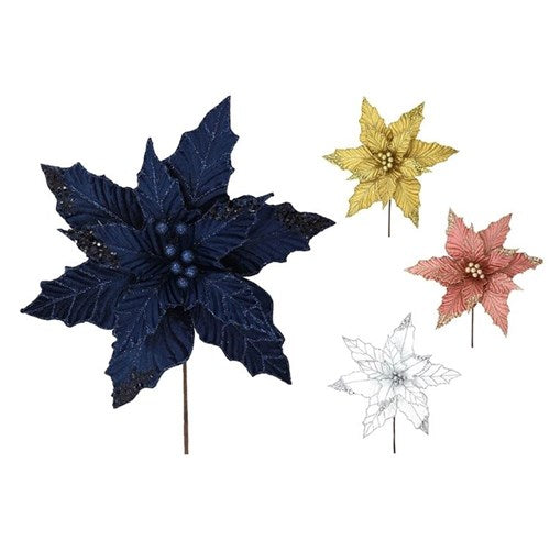34cm velvet sparkle Christmas decorative flower assorted