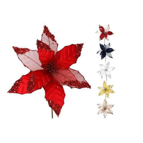 28cm net sequin Christmas decorative flower assorted