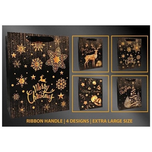 extra large gold Christmas gift bag assorted