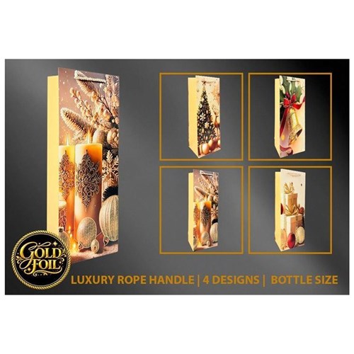 gold and red Christmas bottle gift bag assorted