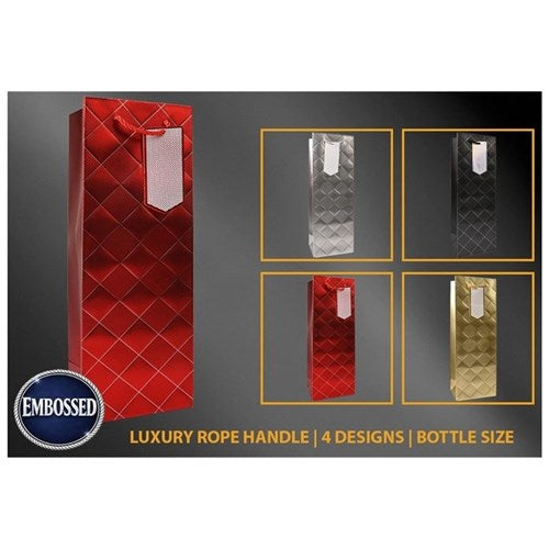 solid foil Christmas bottle gift bag assorted