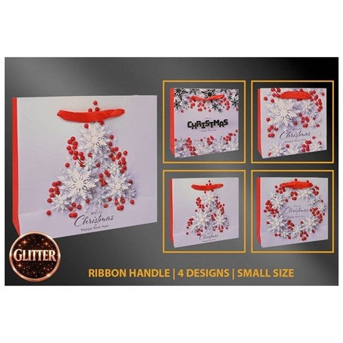 small silver foil Christmas gift bag assorted