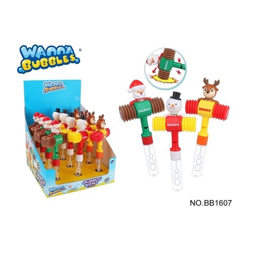 Christmas hammer bubble wand 35ml assorted