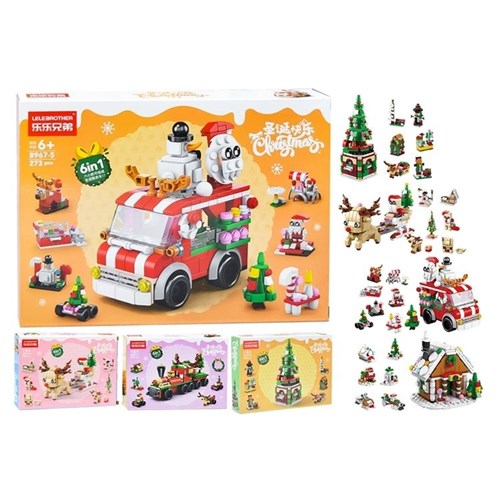 Christmas building block 6 in 1 set 273 to 307 pieces assorted