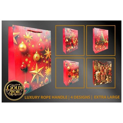 extra large traditional foil Christmas gift bag assorted