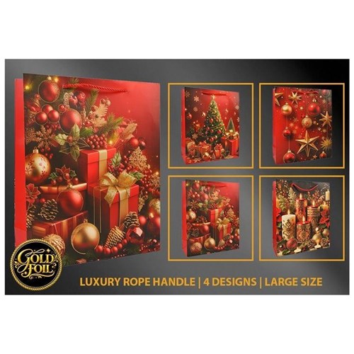 large traditional foil Christmas gift bag assorted