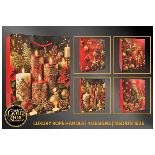 medium traditional foil Christmas gift bag assorted