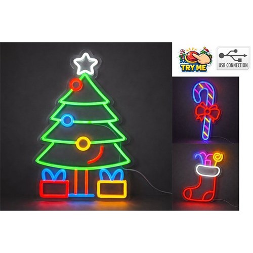 USB neon Christmas wall light tree stocking candy assorted designs