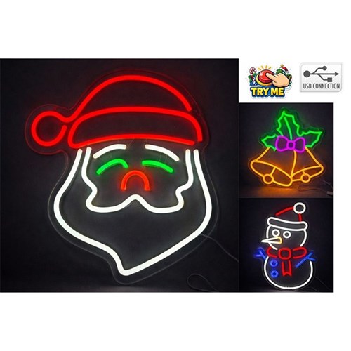 USB neon Christmas wall light Santa bell snow assorted designs