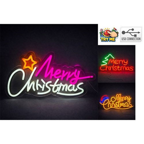 Merry Christmas neon wall light USB assorted design