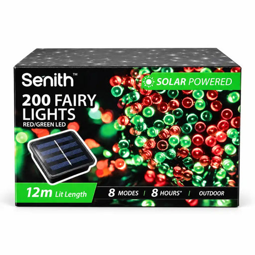 200 LED solar fairy lights 13.5m red and green with 8 functions