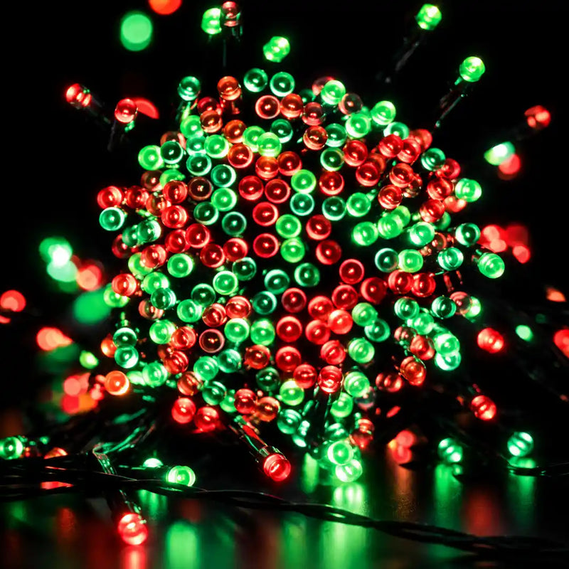 200 LED solar fairy lights 13.5m red and green with 8 functions