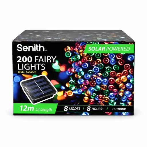 200 LED multicolour solar fairy lights 13.5m with 8 functions