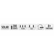 Warm white 200 LED solar fairy lights 13.5m with 8 functions – thumbnail