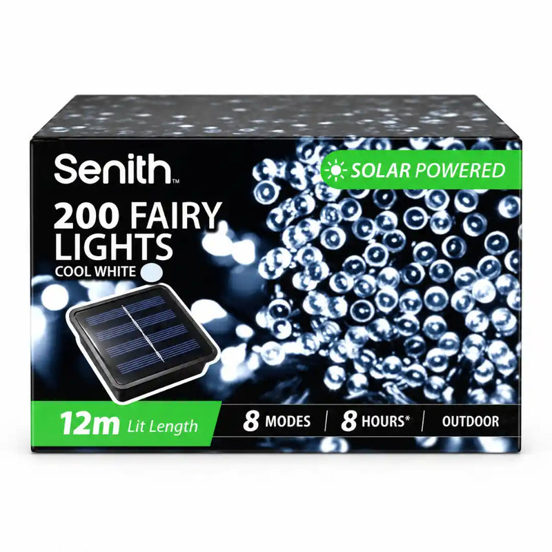 Cool white 200 LED solar fairy lights 13.5m