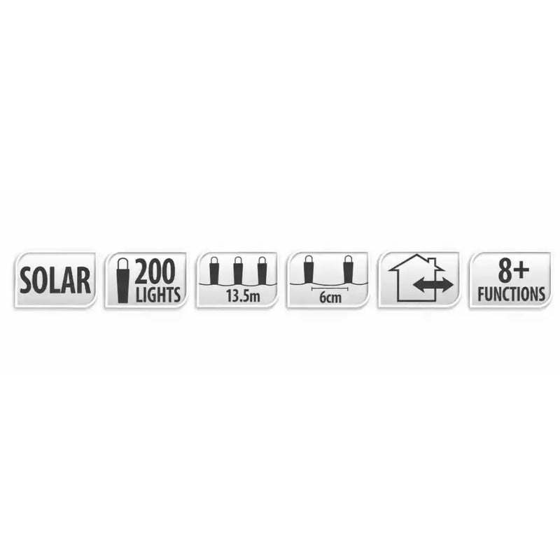 Cool white 200 LED solar fairy lights 13.5m