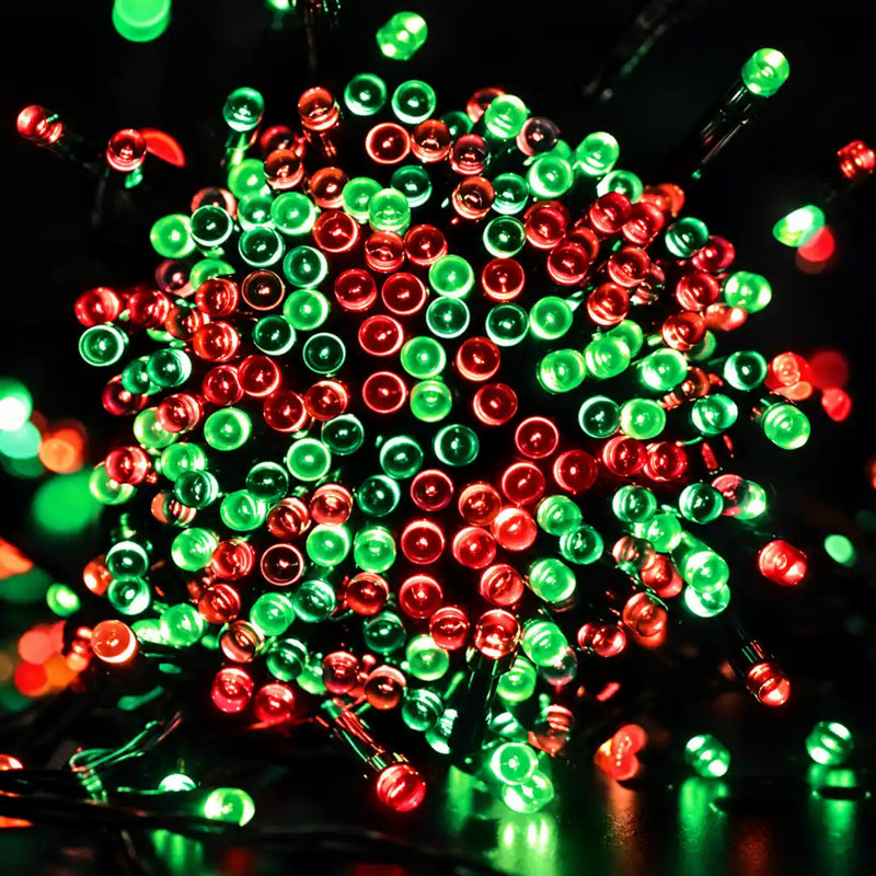 400 LED red and green solar fairy lights 25.5m with 8 functions