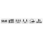 400 LED multicolour solar fairy lights 25.5m with 8 functions – thumbnail