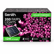 Soft pink 200 LED solar fairy lights 13.5m – thumbnail