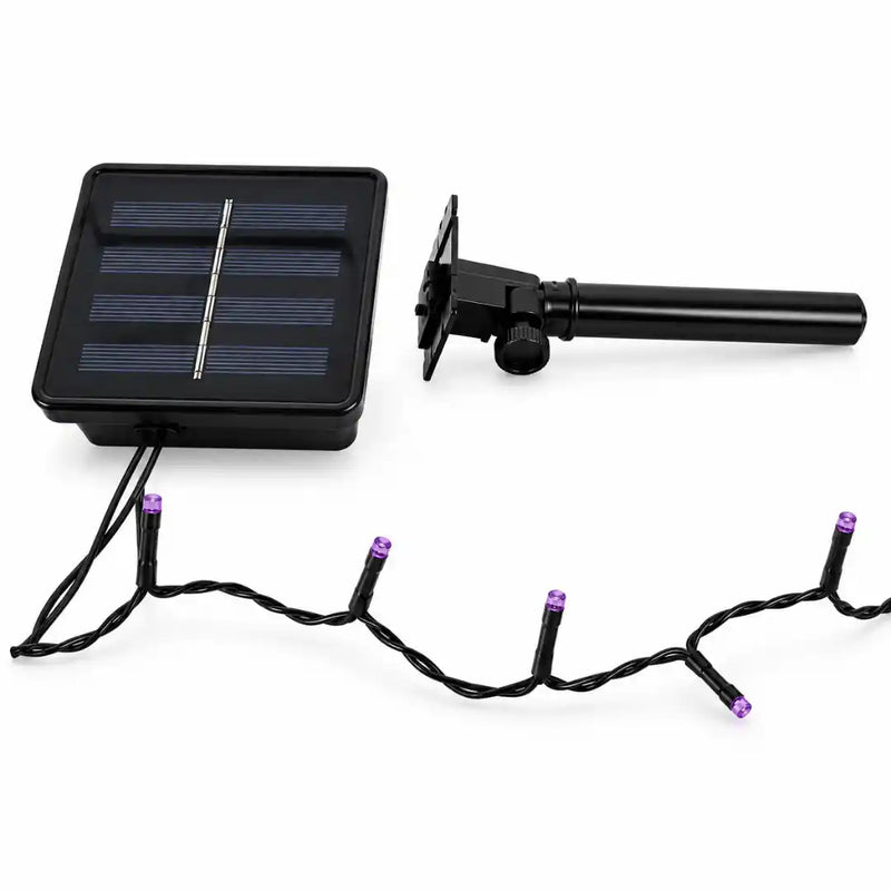Purple 200 LED solar fairy lights 13.5m with 8 functions