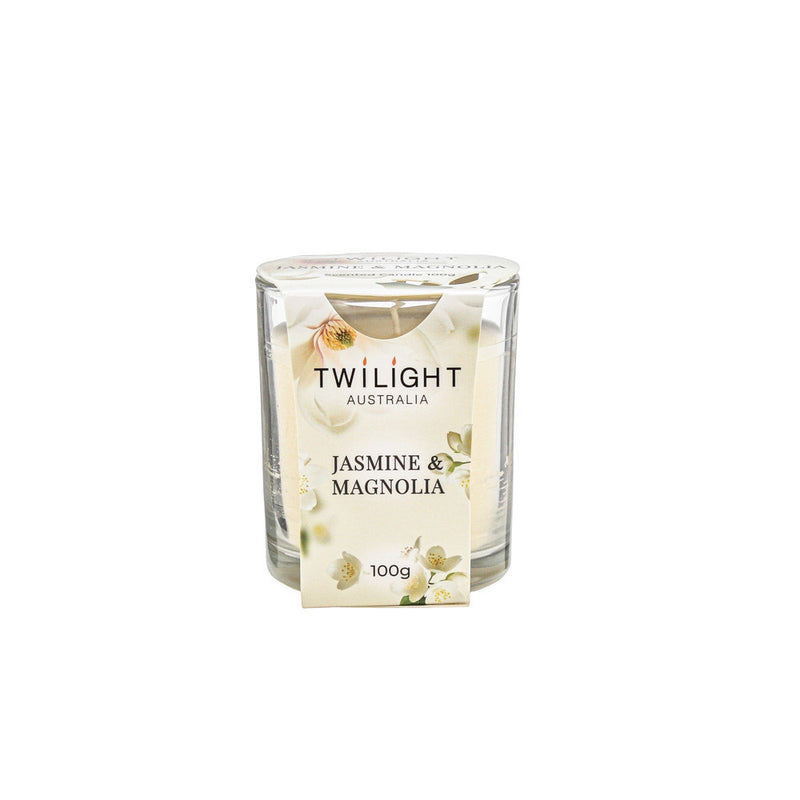 Small jar holding Jasmin and Magnolia scented wax