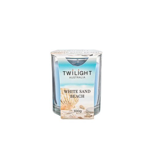Small jar holding Whitesand Beach scented wax