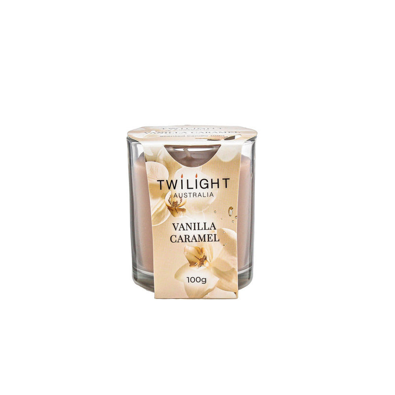 Small jar holding Vanila Caramel scented wax