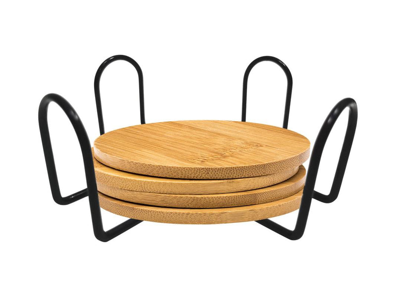 11CM WIDE METAL BLACK COASTER HOLDER