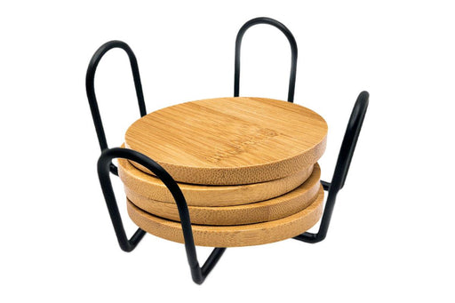 12CM WIDE METAL BLACK COASTER HOLDER
