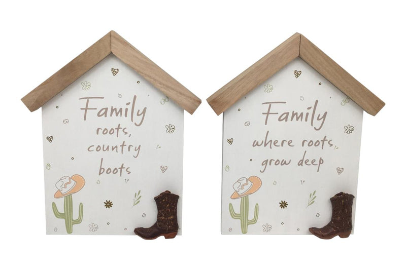 Hanging country boot wall plaque 20x17cm