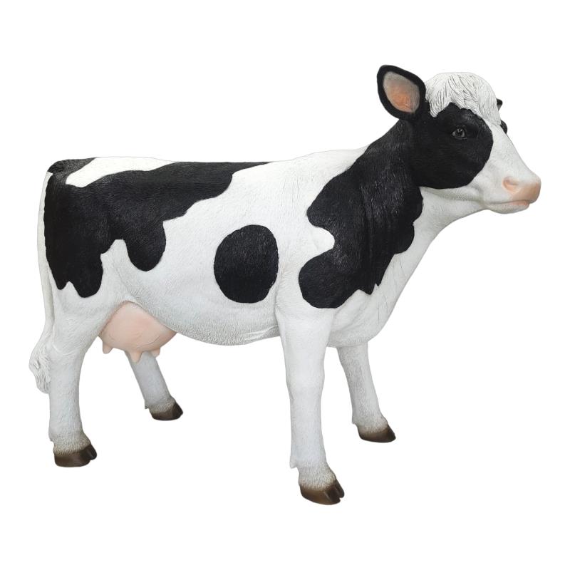 Standing black and white cow statue 53x68cm