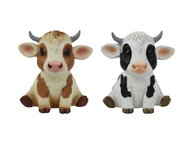 Assorted sitting cute cow ornament 11cm