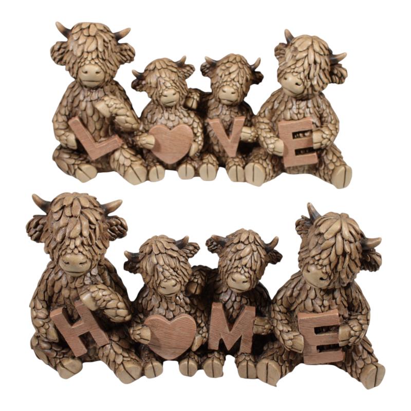 Assorted Highland cow with Love Home sign