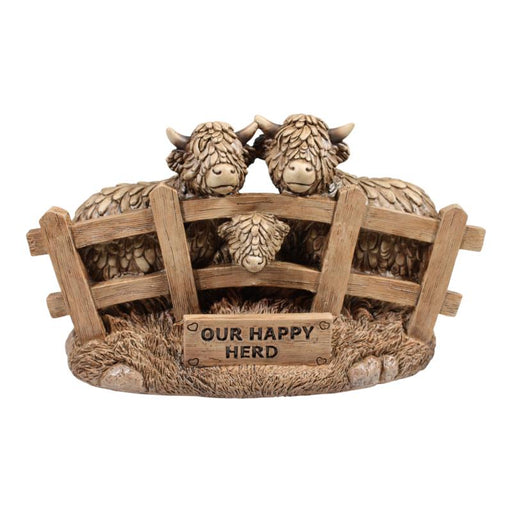 Highland cow family farm ornament 23.5x14cm