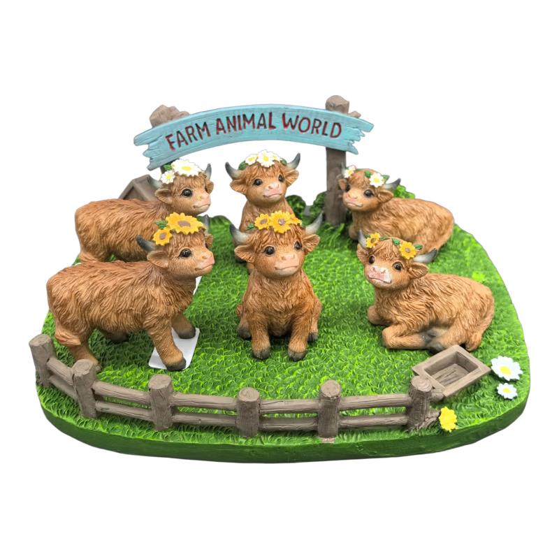 Assorted Highland cow with flowers ornament 7cm