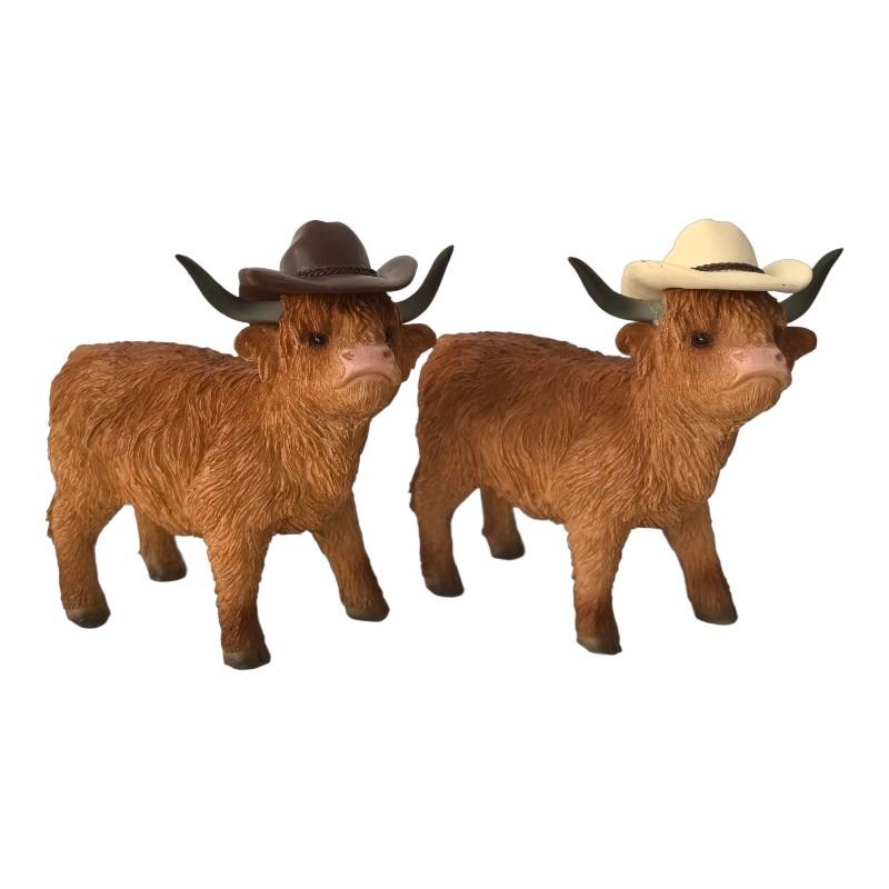 Assorted Highland cow with cowboy hat ornament