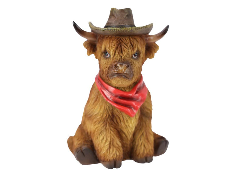 Highland Cow withRed Cowboy Hat 2 A 19cm
