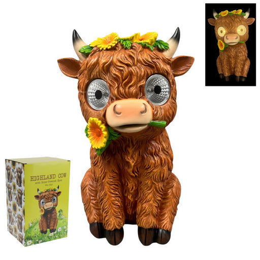 Highland cow with solar eyes ornament 25x14cm