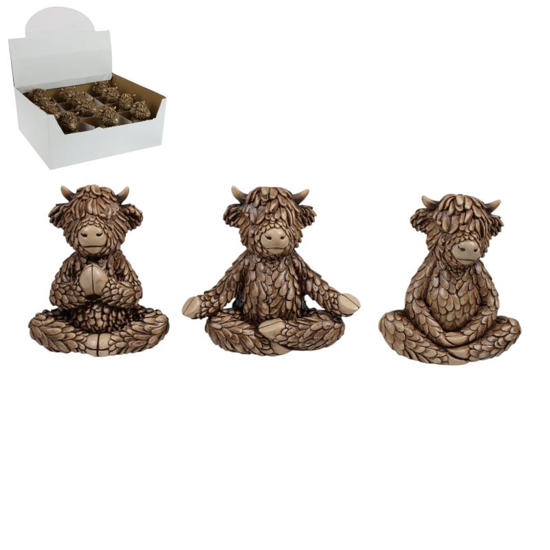 Assorted Highland cow in yoga pose 10cm