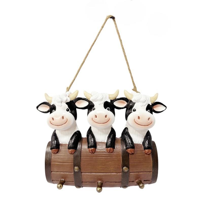 Cow wall hanger key and coat hook 36cm