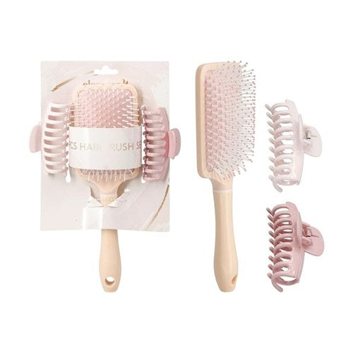 Large paddle hair detangler with two strong styling clips