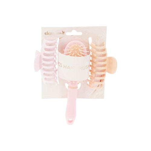 Medium sized hair detangling tool and two styling clips