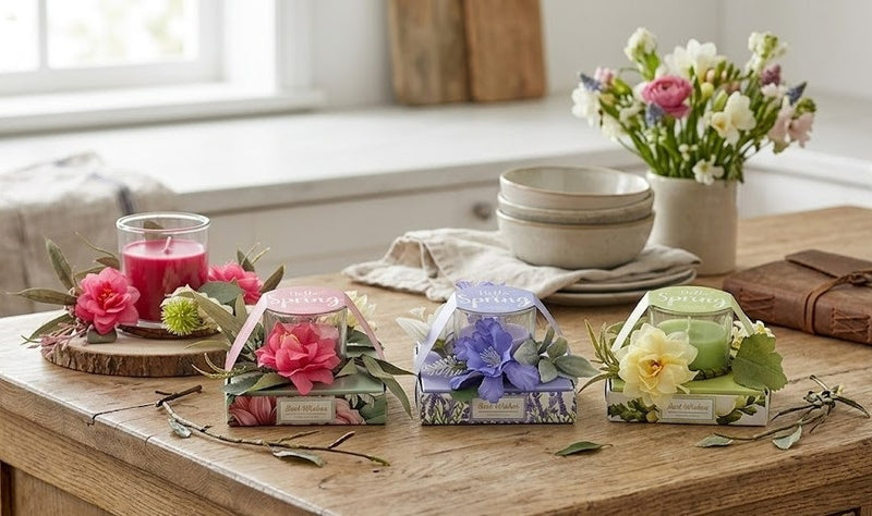 Botanical bloom scented candle gift set, 50 g, assorted