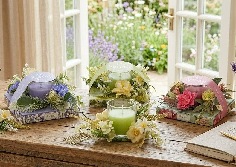 Botanical bloom scented candle gift set, 120 g, assorted