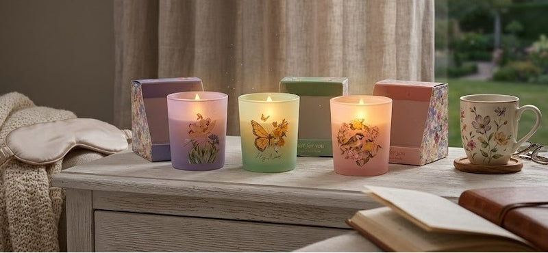 Floral scented gift candle, 7 x 7.8 cm, assorted designs