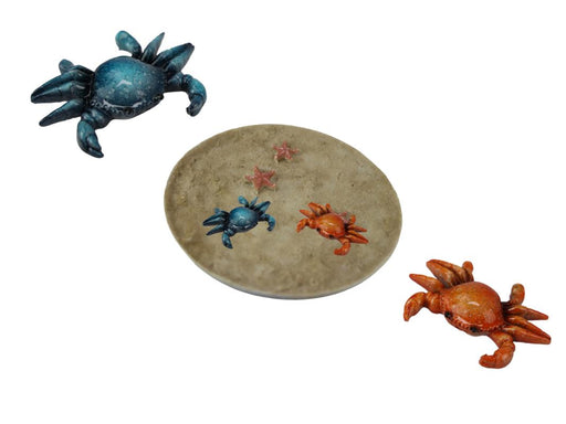 Assorted marble-look crab ornament on display base 9cm