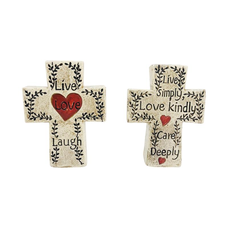 Inspriational Cross Plaque 2 Assorted 10cm