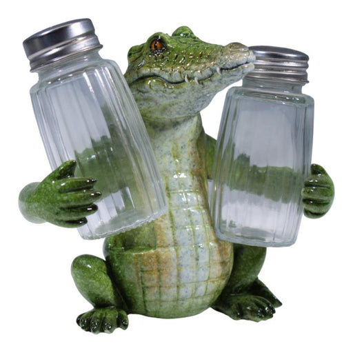 Marble crocodile salt and pepper shaker